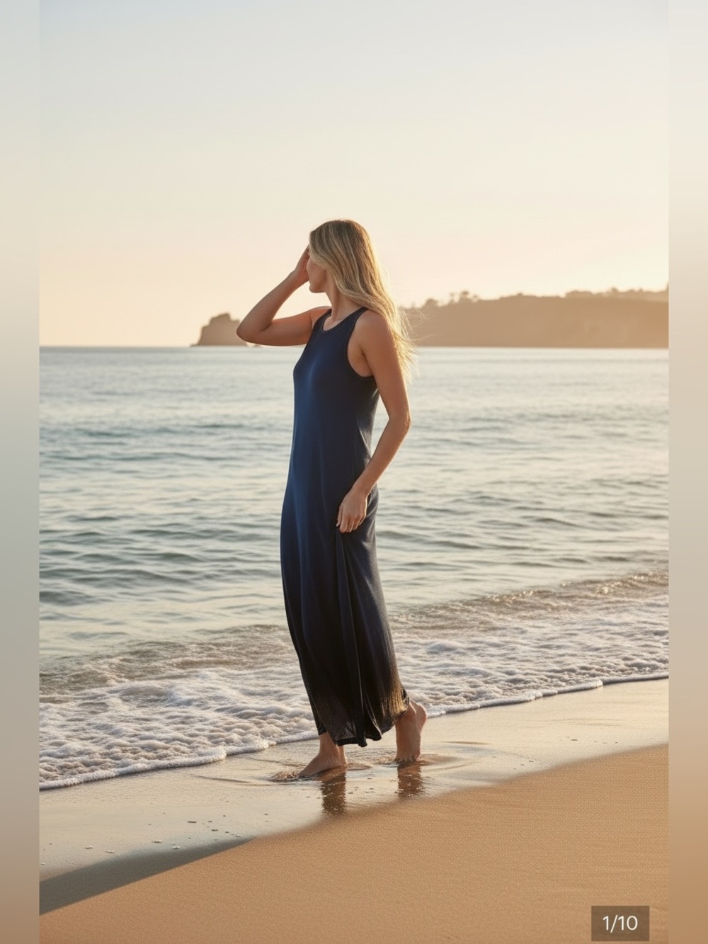 Avant Toi - Micromodal Hand-Painted Navy Blue Maxi Dress